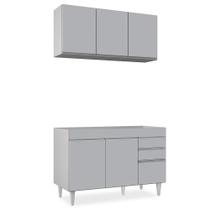 Armário de Cozinha Aéreo Virgínia e Balcão Para Pia 120cm Michigan Cinza Claro - Lumil Armário de Cozinha Aéreo Virgínia e Balcão Para Pia 120cm Michigan Cinza Claro - Lumil