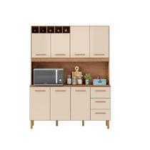 Armário de Cozinha Alice 1,57m com 7 Portas Amêndoa Off White Armário de Cozinha Alice 1,57m com 7 Portas Amêndoa Off White