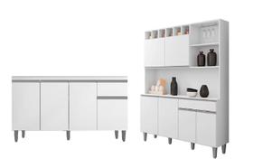 Armário de Cozinha Alice com Balcão de Pia Tatiane 150m Sem Tampo Branco AJL Armário de Cozinha Alice com Balcão de Pia Tatiane 150m Sem Tampo Branco AJL