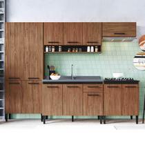 Armário de Cozinha Amanda 13 Portas 1 Gaveta Freijó/Preto - Pnr Móveis