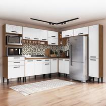 Armário de Cozinha Amanda 17 Portas 3 Gaveta Freijó/Branco - Pnr Móveis