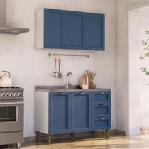 Armário de Cozinha Americana Modulada 120cm com Balcão para Pia Multimóveis CR20492 Armário de Cozinha Americana Modulada 120cm com Balcão para Pia Multimóveis CR20492