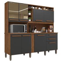 Armário de Cozinha Antonela 8 Portas 2 Gavetas Imop Cor Cinamomo Grafite Armário de Cozinha Antonela 8 Portas 2 Gavetas Imop Cor Cinamomo Grafite