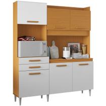 Armário de Cozinha Aramóveis Selena Select R2000445 espaço para micro-ondas com 182 cm largura Cinamomo Branco