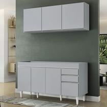 Armário de Cozinha Argélia e Balcão Gabinete 150cm sem Tampo Marrocos Cinza Claro - Lumil Armário de Cozinha Argélia e Balcão Gabinete 150cm sem Tampo Marrocos Cinza Claro - Lumil