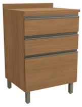 Armário de Cozinha Balcão 3 Gavetas 60cm com Tampo e Pés G743 Maxxi Canela Kappesberg