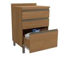 Armário de Cozinha Balcão 60cm 3 Gavetas com Tampo e Pés Maxxi Canela Kappesberg