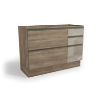 Armário de Cozinha Balcão de Pia 1,20m 1 porta 4 Gavetas com Vidro G747 Maxxi Nogal Kappesberg