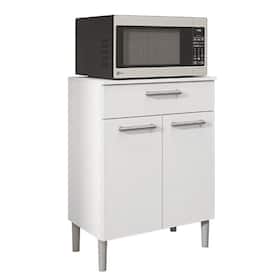 Armário de Cozinha Balcão Multiuso Para Micro Ondas Com Gaveta Diamante Branco Kit's Paraná