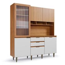 Armário De Cozinha Batrol Superiore 5 Portas 3 Gavetas Freijo Com Off White