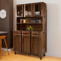 Armário de Cozinha Bergen Madeira Maciça 6 Portas 3 Gavetas com Vidro Natural - Pnr Móveis Armário de Cozinha Bergen Madeira Maciça 6 Portas 3 Gavetas com Vidro Natural - Pnr Móveis