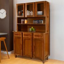 Armário de Cozinha Bergen Madeira Maciça 6 Portas 3 Gavetas com Vidro Ypê - Pnr Móveis