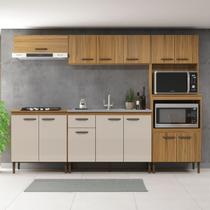 Armário de Cozinha Boise com Balcao para Pia 13 Portas 1 Gaveta Ipê/Cristalo - Pnr Móveis