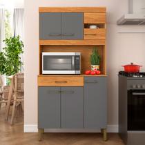 Armário de Cozinha Carla 6 Portas 1 Gaveta Cinamomo/Grafite - Fellicci Armário de Cozinha Carla 6 Portas 1 Gaveta Cinamomo/Grafite - Fellicci