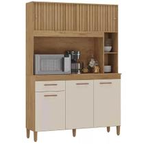 Armário de Cozinha Ceara 5 Portas 1 Gaveta Atualle Cor Canelato Rústico 3d Natura Off White Armário de Cozinha Ceara 5 Portas 1 Gaveta Atualle Cor Canelato Rústico 3d Natura Off White