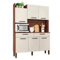 Armário de Cozinha com 2 Gavetas Siena Nogueira Off White Armário de Cozinha com 2 Gavetas Siena Nogueira Off White