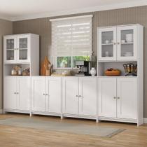Armário de Cozinha com Armário e Balcão 4 Peças 12 Portas 8 Prateleiras Americano 336cm Cor Branco - Decibal Móveis Armário de Cozinha com Armário e Balcão 4 Peças 12 Portas 8 Prateleiras Americano 336cm Cor Branco - Decibal Móveis
