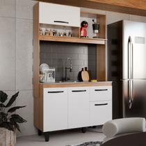 Armário de Cozinha com Balcão Compacta Tina 4 Portas 1 Gaveta Freijó/Branco - Panorama Móveis Armário de Cozinha com Balcão Compacta Tina 4 Portas 1 Gaveta Freijó/Branco - Panorama Móveis