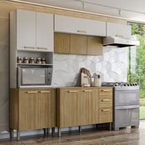 Armário de Cozinha com Balcão England 12 Portas 2 Gavetas Ripado 3d Freijó/Supremo - Pnr Móveis Armário de Cozinha com Balcão England 12 Portas 2 Gavetas Ripado 3d Freijó/Supremo - Pnr Móveis