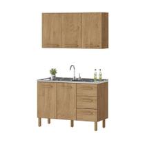 Armário De Cozinha Com Balcão Fortaleza 2 Portas Amêndoa Armário De Cozinha Com Balcão Fortaleza 2 Portas Amêndoa