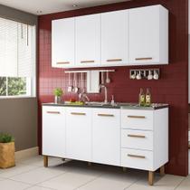 Armário De Cozinha Com Balcão Fortaleza 3 Portas Branco Armário De Cozinha Com Balcão Fortaleza 3 Portas Branco