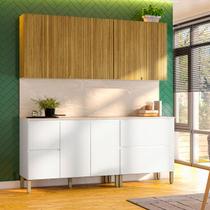 Armário de Cozinha com Balcão Insel 8 Portas 3 Gavetas Freijó/ártico - Pnr Móveis