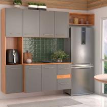 Armário de Cozinha com Balcão Maitê 7 Portas 2 Gaveta Cinamomo/Grafite - Panorama Móveis Armário de Cozinha com Balcão Maitê 7 Portas 2 Gaveta Cinamomo/Grafite - Panorama Móveis