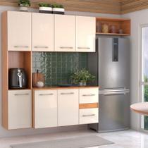 Armário de Cozinha com Balcão Maitê 7 Portas 2 Gaveta Cinamomo/Off White - Panorama Móveis