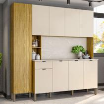 Armário de Cozinha com Balcão Palais 9 Portas 1 Gaveta Freijó/Vanilla - Pnr Móveis