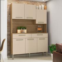 Armário de Cozinha com Balcão Romênia 6 Portas 2 Gavetas Freijó/Vanilla - Pnr Móveis