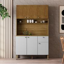 Armário de Cozinha com Balcão Sweet 6 Portas 1 Gaveta Ripado 3d Freijó/Supremo - Pnr Móveis