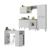 Armário De Cozinha Com Bancada Americana Xangai Multimóveis Mp2203 Branco Branco Armário De Cozinha Com Bancada Americana Xangai Multimóveis Mp2203 Branco Branco