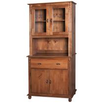 Armário de Cozinha com Cristaleira de Vidro e Madeira Antique com 4 Portas e 1 Gaveta - M550630 Armário de Cozinha com Cristaleira de Vidro e Madeira Antique com 4 Portas e 1 Gaveta - M550630