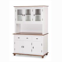 Armário de Cozinha com Cristaleira de Vidro e Madeira Antique com 6 Portas e 2 Gavetas - M550632 Armário de Cozinha com Cristaleira de Vidro e Madeira Antique com 6 Portas e 2 Gavetas - M550632