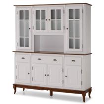 Armário de Cozinha com Cristaleira de Vidro e Madeira Hannover com 8 Portas 3 Gavetas e 1 Nicho - M560807 Armário de Cozinha com Cristaleira de Vidro e Madeira Hannover com 8 Portas 3 Gavetas e 1 Nicho - M560807
