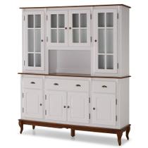 Armário de Cozinha com Cristaleira de Vidro e Madeira Hannover com 8 Portas 3 Gavetas e 1 Nicho - M560807 Armário de Cozinha com Cristaleira de Vidro e Madeira Hannover com 8 Portas 3 Gavetas e 1 Nicho - M560807