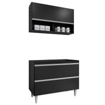 Armário De Cozinha Com Nichos Cp01 Para Pia 100cm Z34 Preto - Mpozenato