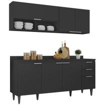 Armário de Cozinha Com Tampo CP01 180cm Pérola Preto Z34 - Mpozenato
