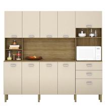 Armario de Cozinha Compacta 10 Portas 2 Gavetas Espaço Forno Kits Paraná Onix 204x222x35cm Armario de Cozinha Compacta 10 Portas 2 Gavetas Espaço Forno Kits Paraná Onix 204x222x35cm