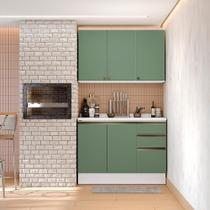 Armário De Cozinha Compacta 100% Mdf 120cm Branco/verde Celeste Kappesberg