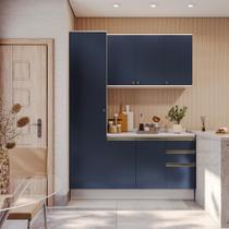 Armário de Cozinha Compacta 100% MDF 170cm Branco/Azul Profundo Celeste Kappesberg Armário de Cozinha Compacta 100% MDF 170cm Branco/Azul Profundo Celeste Kappesberg
