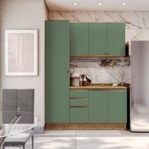 Armário de Cozinha Compacta 100% MDF 170cm Nogueira/Verde Celeste Kappesberg Armário de Cozinha Compacta 100% MDF 170cm Nogueira/Verde Celeste Kappesberg