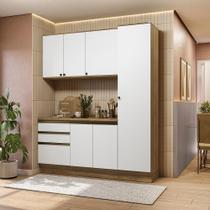 Armário de Cozinha Compacta 100% MDF 190cm Nogueira/Branco Celeste Kappesberg Armário de Cozinha Compacta 100% MDF 190cm Nogueira/Branco Celeste Kappesberg