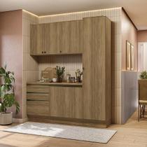 Armário de Cozinha Compacta 100% MDF 190cm Nogueira Celeste Kappesberg Armário de Cozinha Compacta 100% MDF 190cm Nogueira Celeste Kappesberg