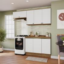 Armário de Cozinha Compacta 100% MDF 200cm Nogueira/Branco Celeste Kappesberg Armário de Cozinha Compacta 100% MDF 200cm Nogueira/Branco Celeste Kappesberg