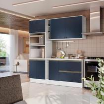 Armário De Cozinha Compacta 100% Mdf 205cm Branco/azul Profundo Celeste Kappesberg Armário De Cozinha Compacta 100% Mdf 205cm Branco/azul Profundo Celeste Kappesberg