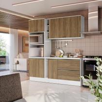 Armário De Cozinha Compacta 100% Mdf 205cm Branco/nogueira Celeste Kappesberg Armário De Cozinha Compacta 100% Mdf 205cm Branco/nogueira Celeste Kappesberg