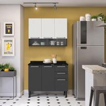 Armário de Cozinha Compacta 105cm em Aço Grafite/Off White Itatiaia Midi Pop Art i3