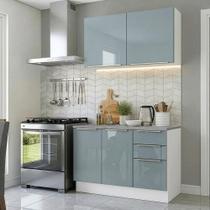 Armário de Cozinha Compacta 120 cm Branco/Cinza Lux Madesa 01 Armário de Cozinha Compacta 120 cm Branco/Cinza Lux Madesa 01