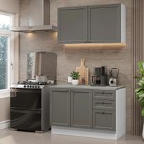 Armário de Cozinha Compacta 120 cm Branco/Cinza Vik Madesa 01